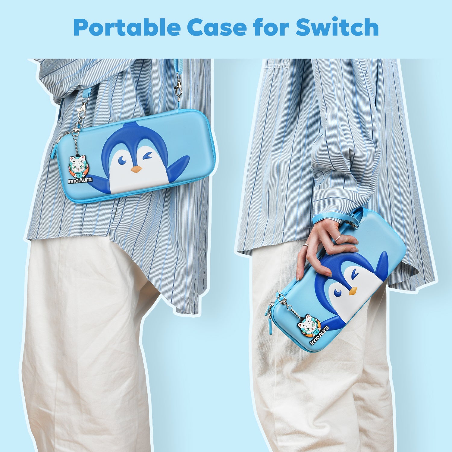 innoAura Cute Penguin Switch Carrying Case, Protective Case for Switch