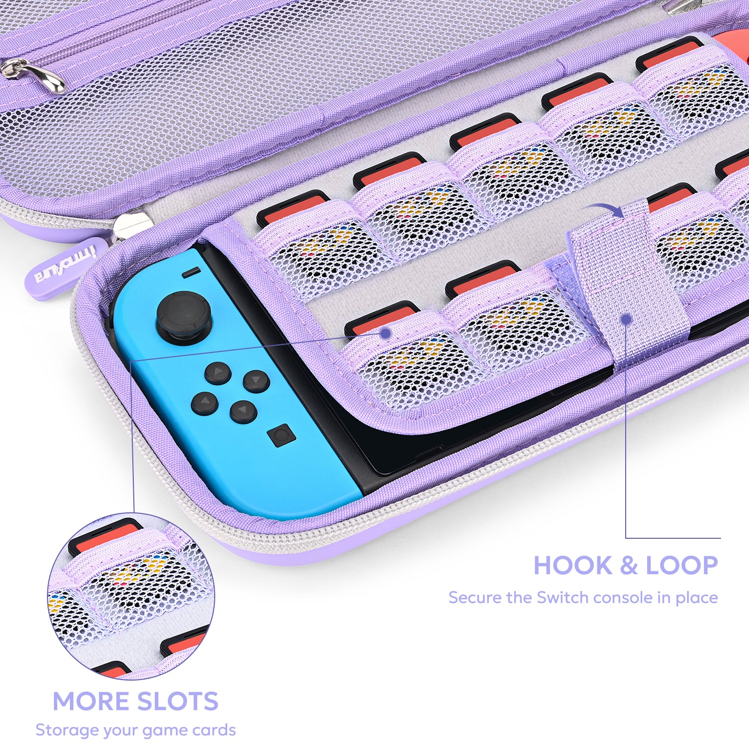 innoAura Switch/OLED Case for NS, 16 in 1 Switch Accessories Bundles(Purple-grey Splicing)