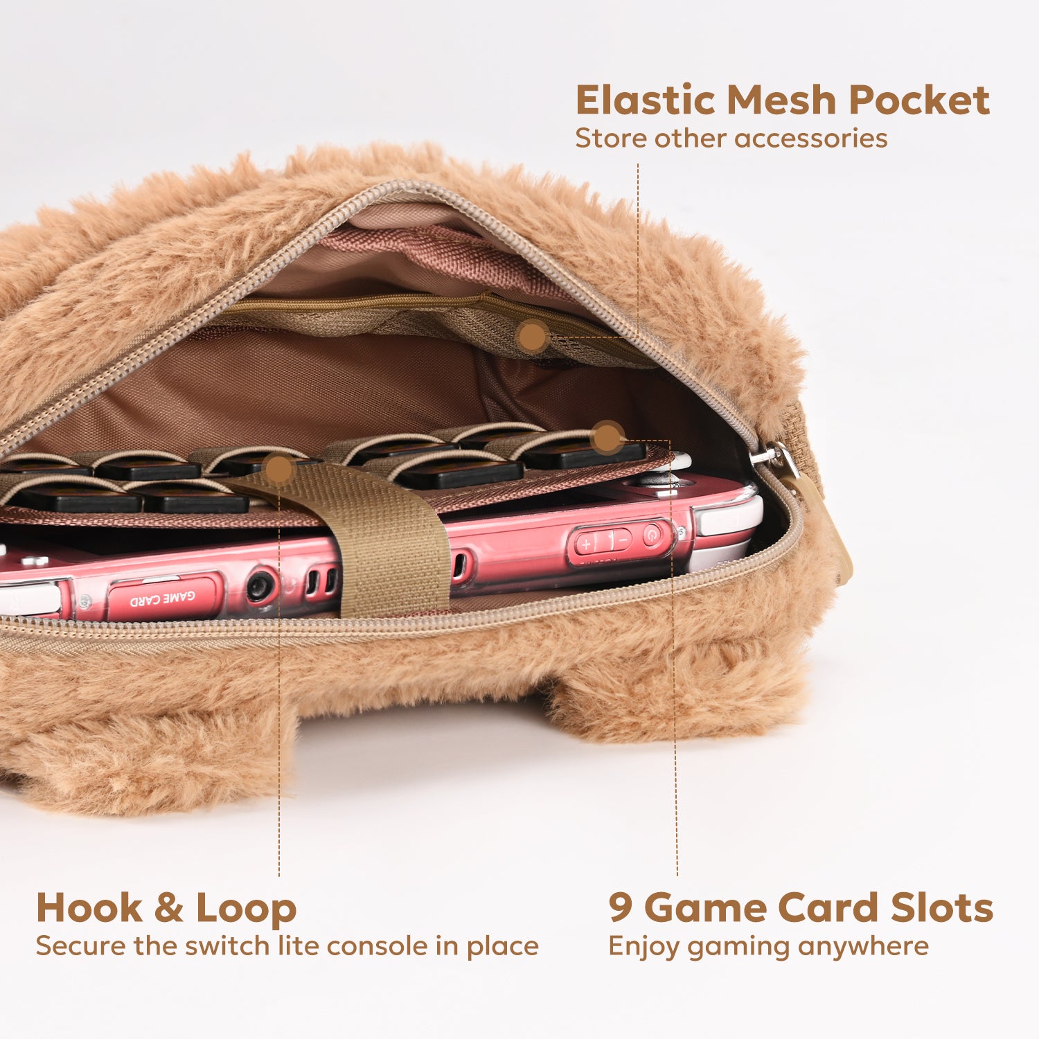 innoAura Nintendo Switch Lite Case, Plush Fluffy Bear Cute Case Cover for Switch