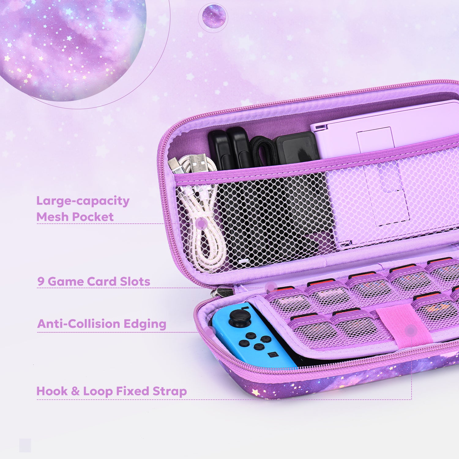 innoAura Galaxy Switch Carrying Case, Switch Case for NS Switch