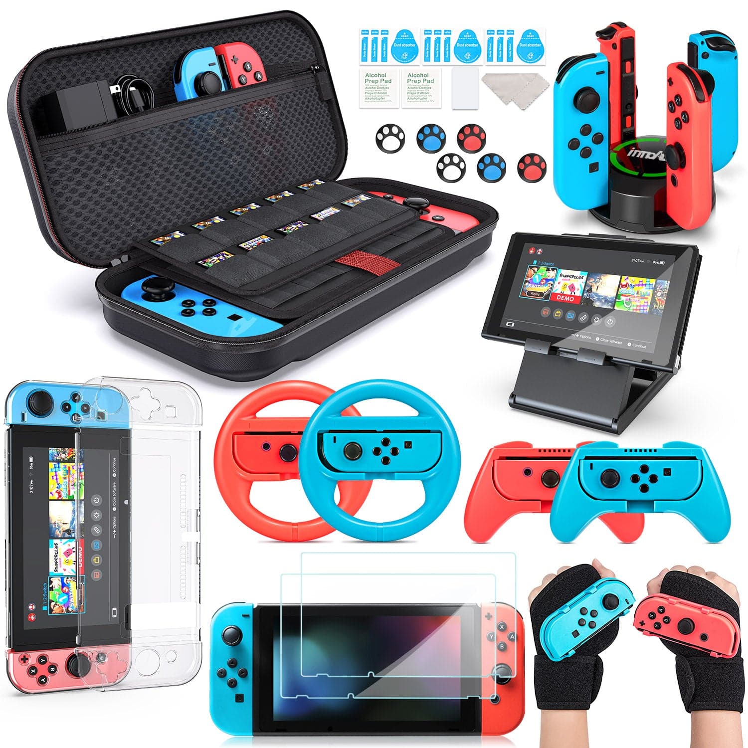 innoAura Hard Carrying Case for Switch with 20 Accessories