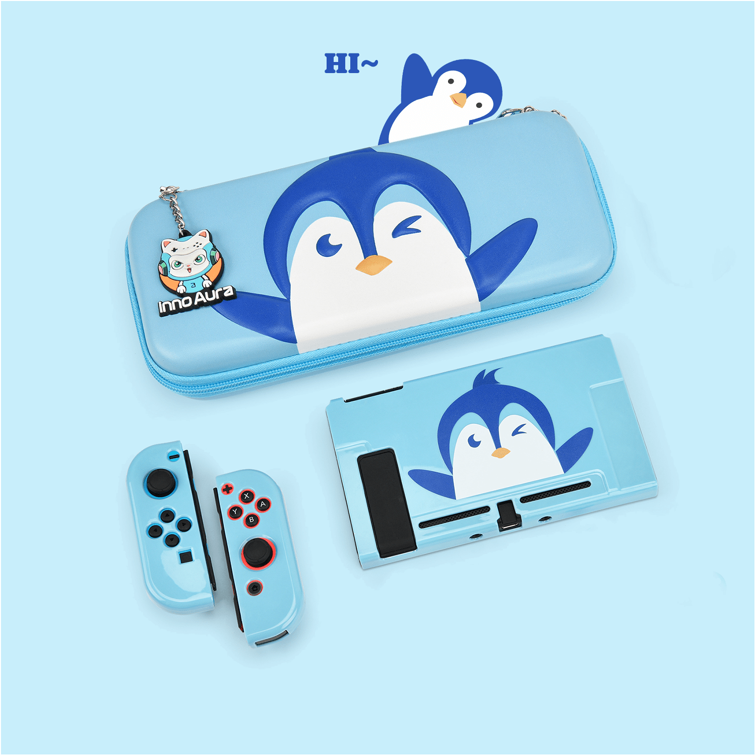 innoAura Cute Penguin Switch Carrying Case, Protective Case for Switch