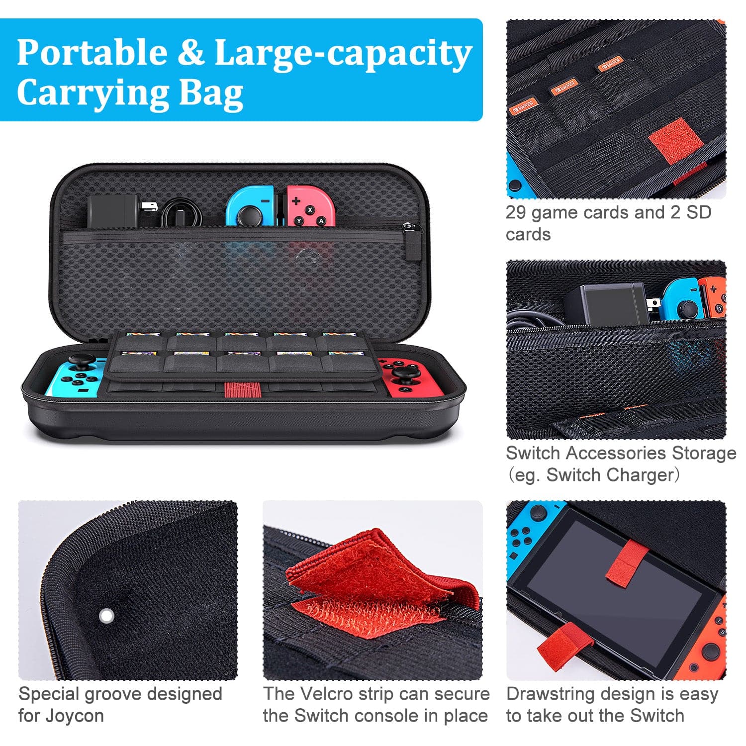 innoAura Hard Carrying Case for Switch with 20 Accessories