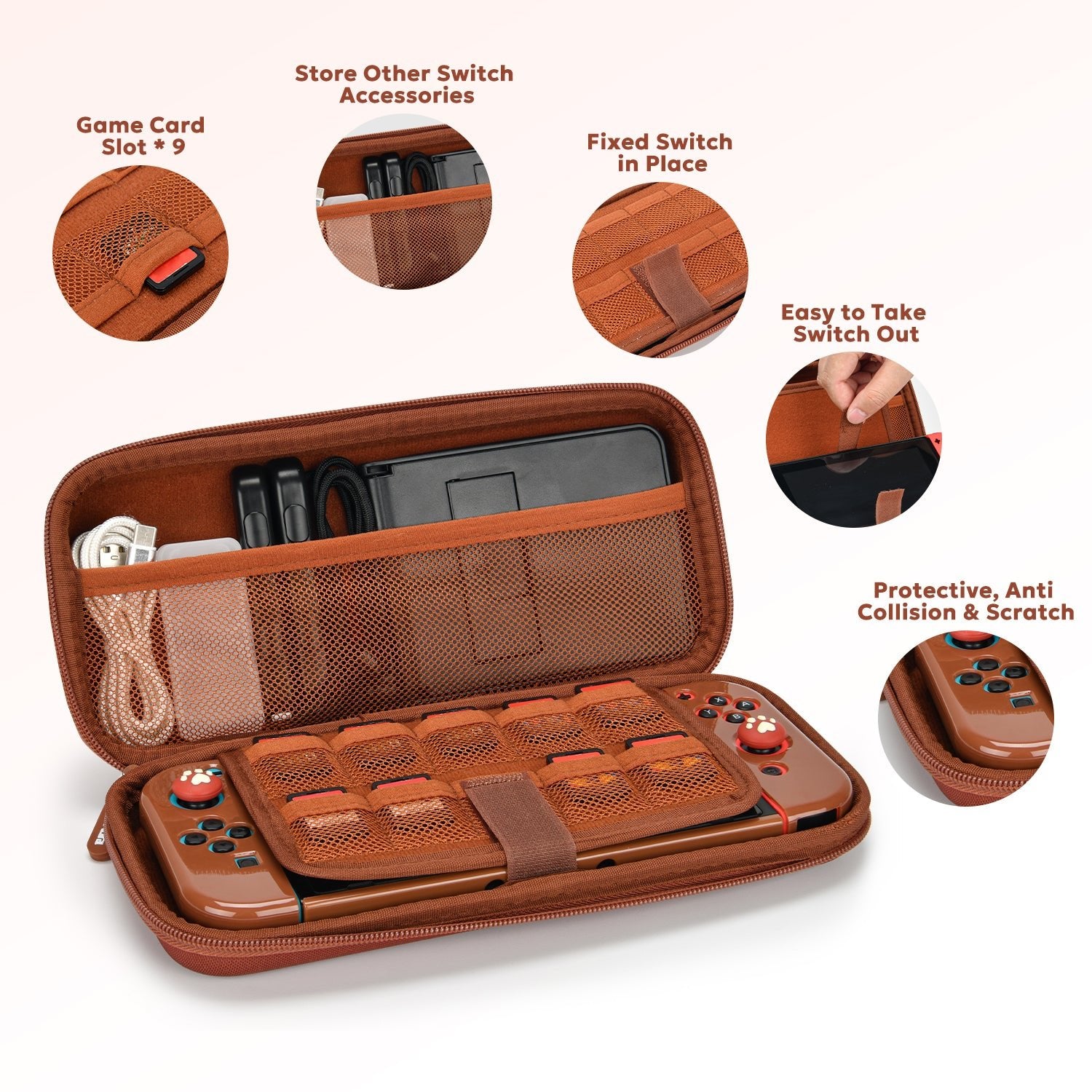 innoAura Nintendo Switch Carrying Case, Grid Protective Case for Switch