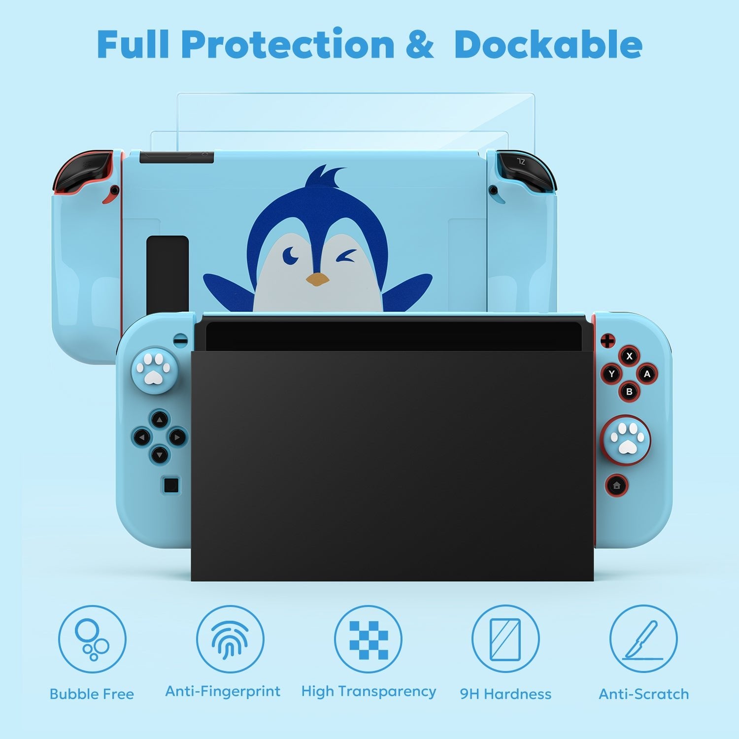 innoAura Cute Penguin Switch Carrying Case, Protective Case for Switch