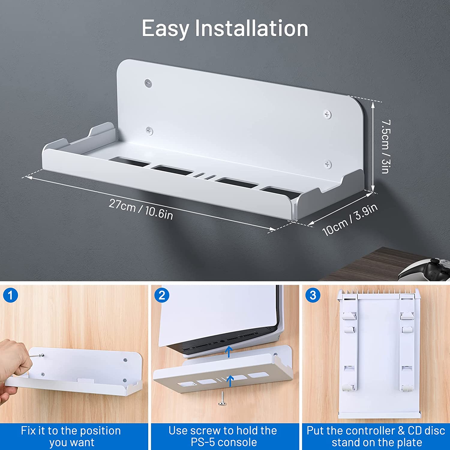 InnoAura Iron PlayStation5 PS5 Wall Mount for Disc & Digital Edition