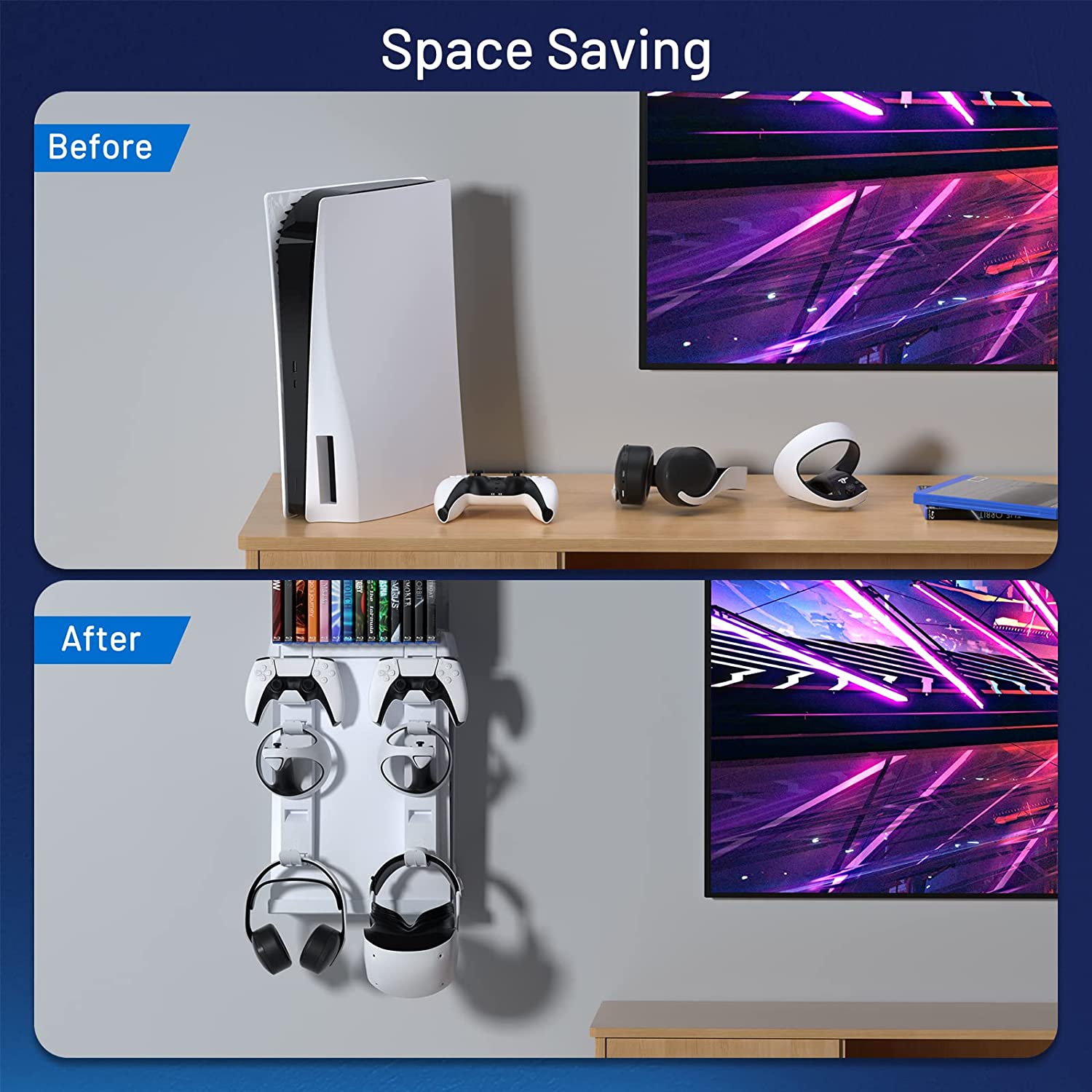 InnoAura Iron PlayStation5 PS5 Wall Mount for Disc & Digital Edition