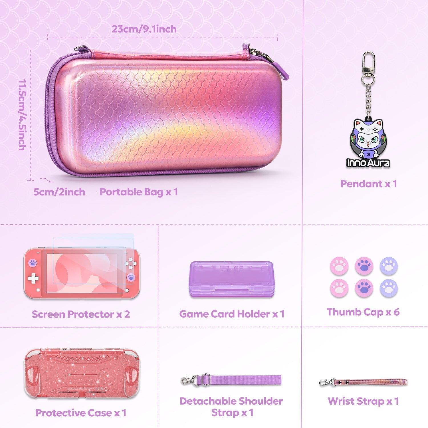 innoAura Nintendo Switch Lite Case, Mermaid Case for NS Switch