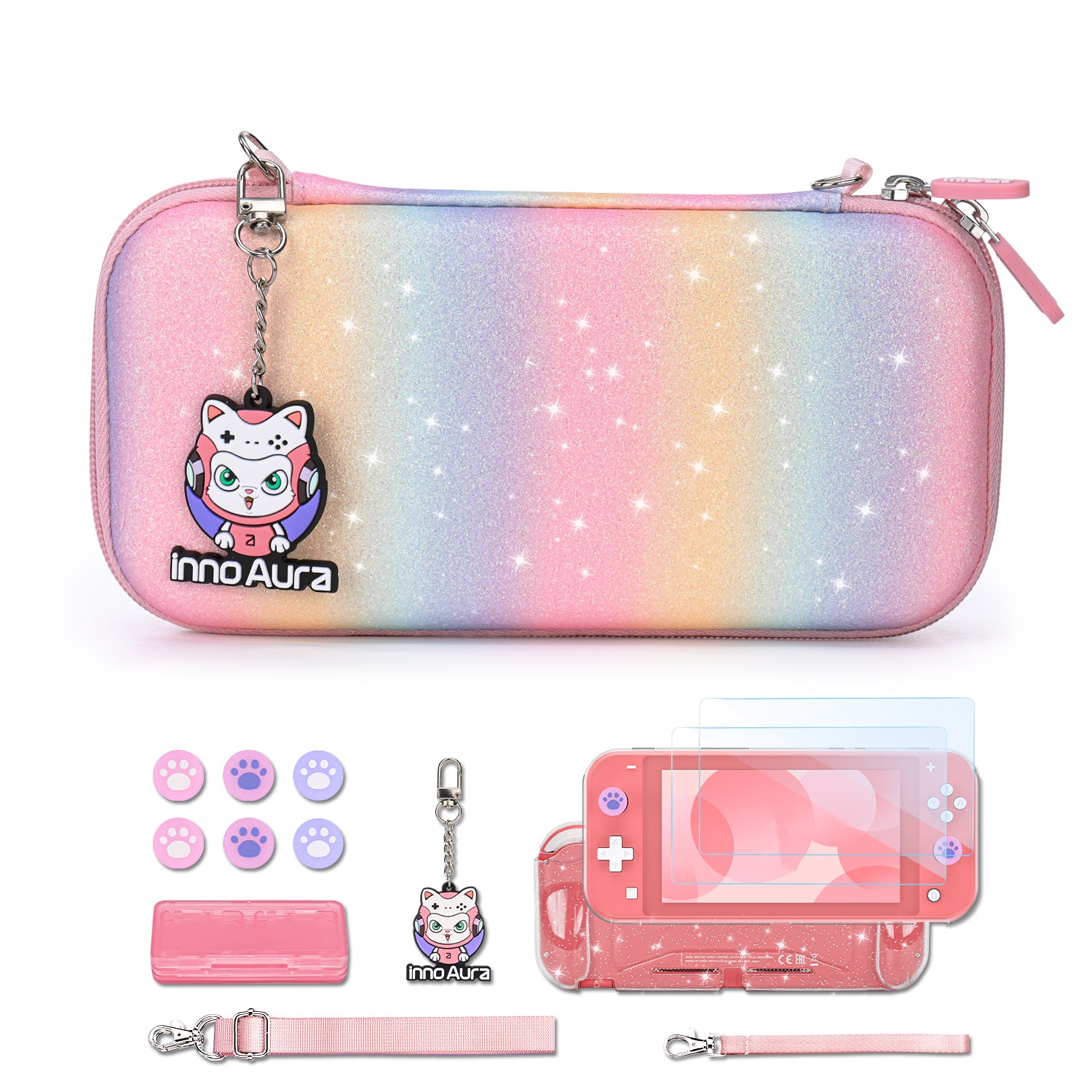 innoAura Switch Lite Carrying Case, Travel Cute Accessories for Switch Lite