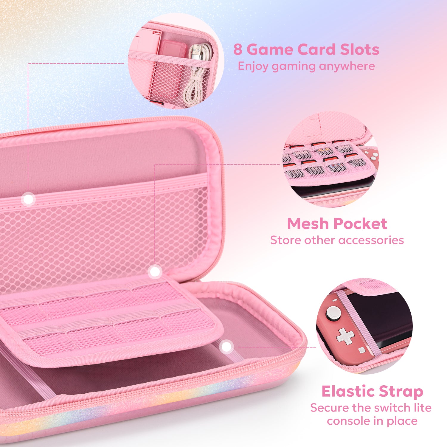 innoAura Switch Lite Travel Case, Cute Carrying Case for Nintendo Swit