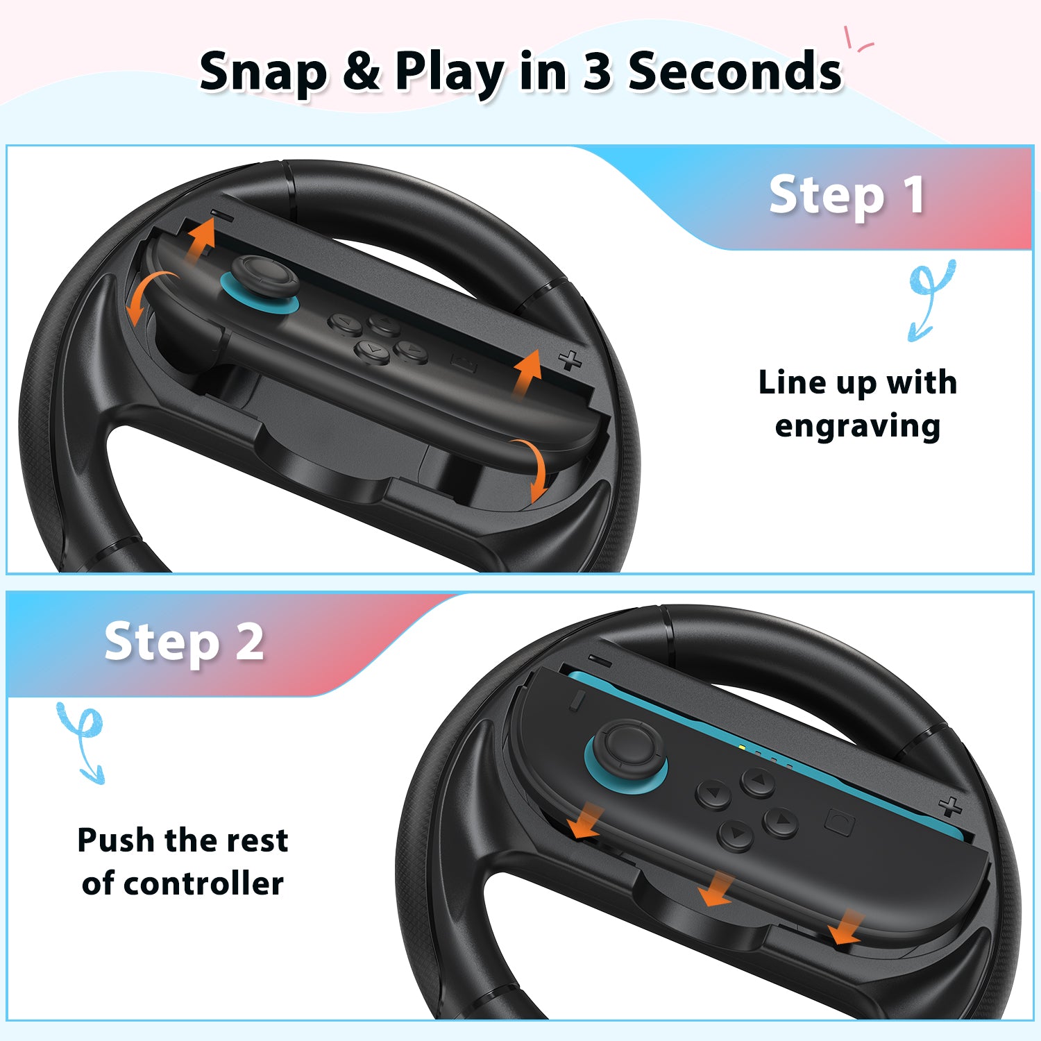 innoAura Steering Wheels for Switch 2 (2025, 2x Black)