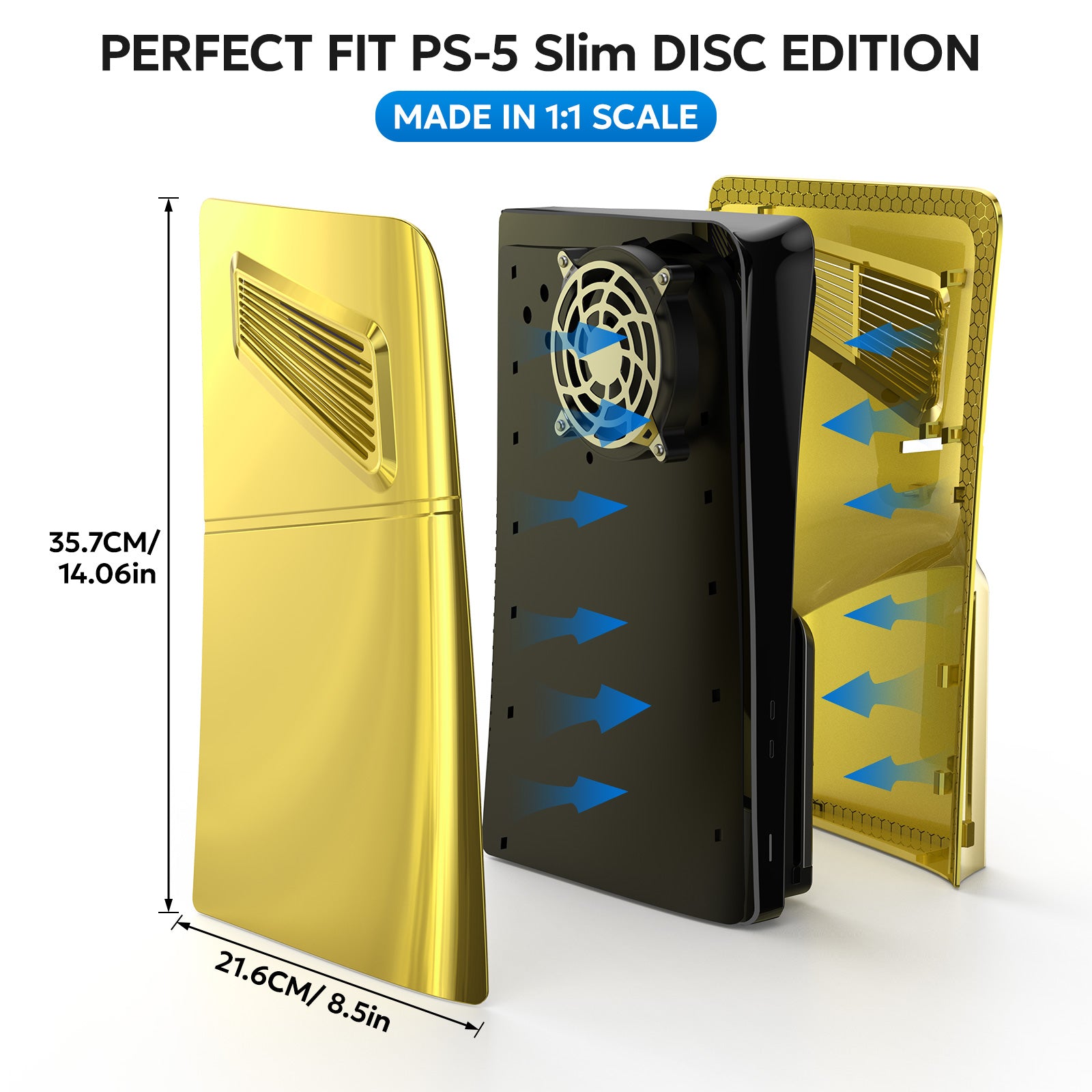 PS5 SIim Plates for Disc Edition, innoAura PS5 Slim Faceplate with Cooling  Vents, Anti-Scratch Dustproof Protective PS5 Slim Cover, Premium ABS