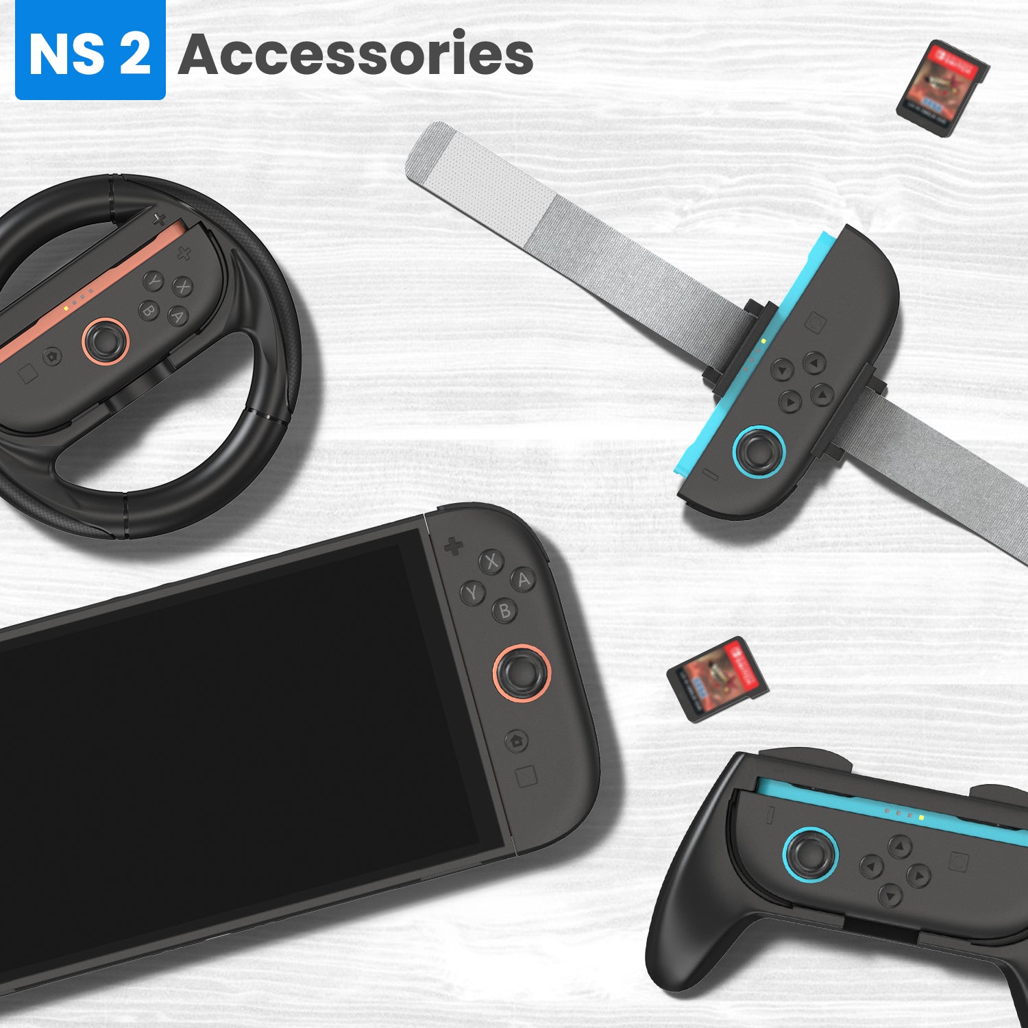 innoAura 6 in 1 Accessories Bundle for Switch 2 (2025, Black）
