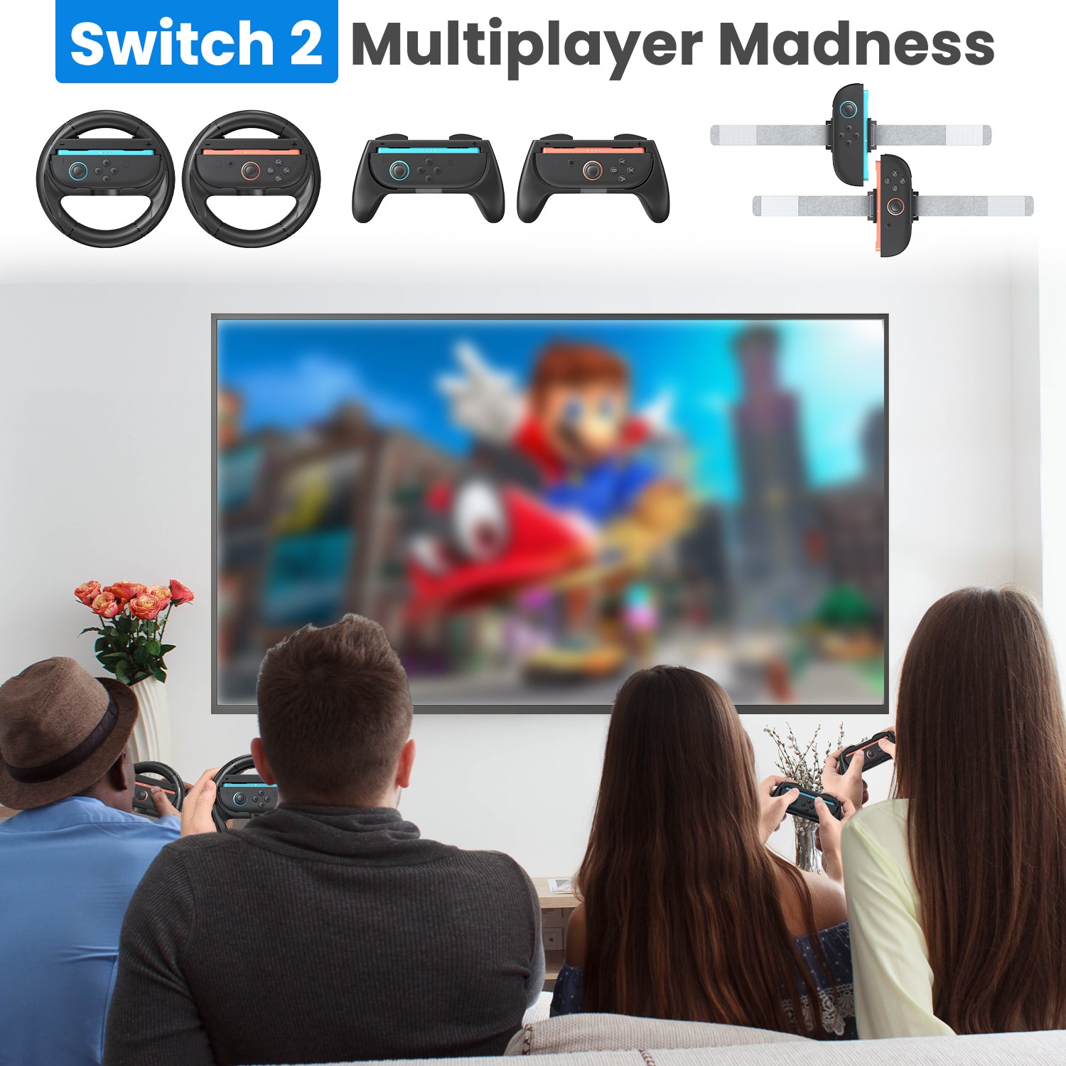 innoAura 6 in 1 Accessories Bundle for Switch 2 (2025, Black）