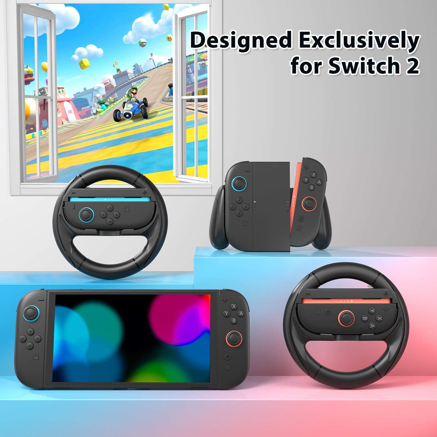 innoAura Steering Wheels for Switch 2 (2025, 2x Black)
