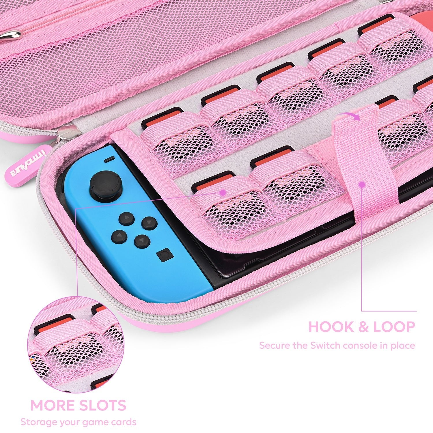 innoAura Switch Case for NS Switch, 16 in 1 Switch Accessories Bundles(Pink-grey Splicing)