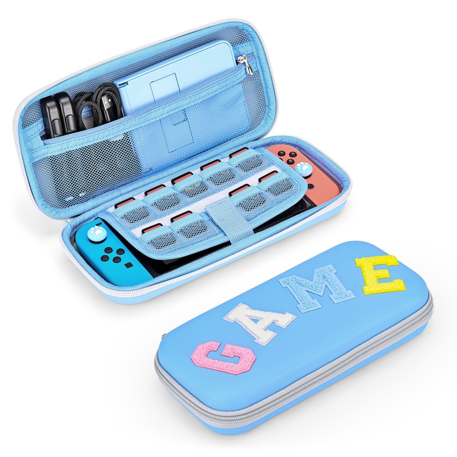 innoAura Switch Case for NS Switch, 16 in 1 Switch Accessories Bundles(Pink-grey Splicing)