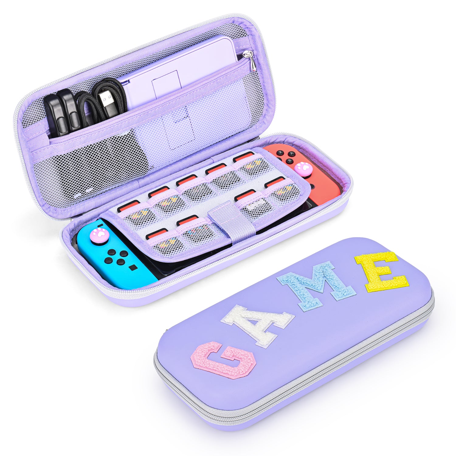 Switch Case for NS Switch, innoAura 16 in 1 Switch Accessories Bundles(Purple-grey Splicing)