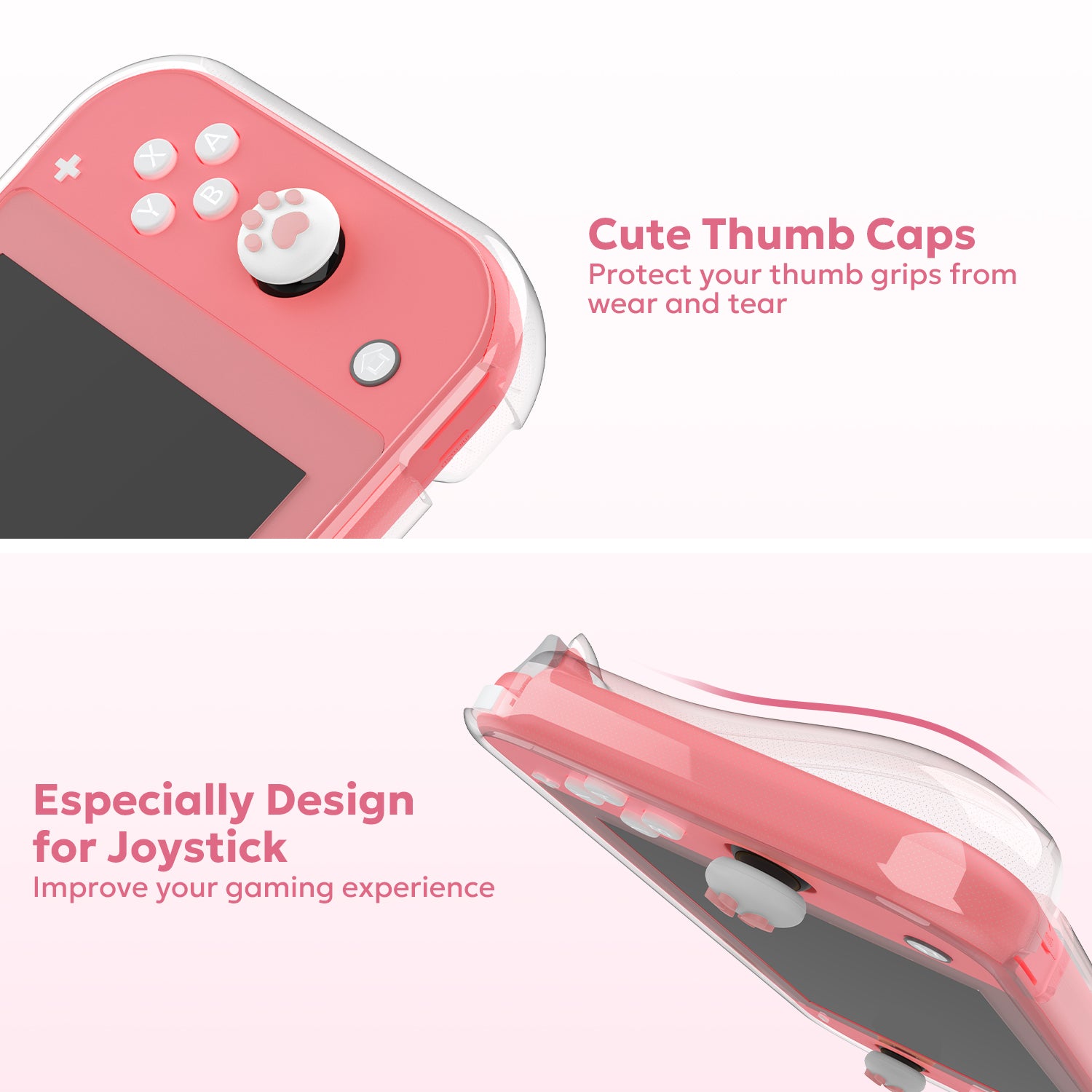 innoAura Switch Lite Case, 14 in 1 Switch Lite Accessories Bundle (Pink Rabbit)