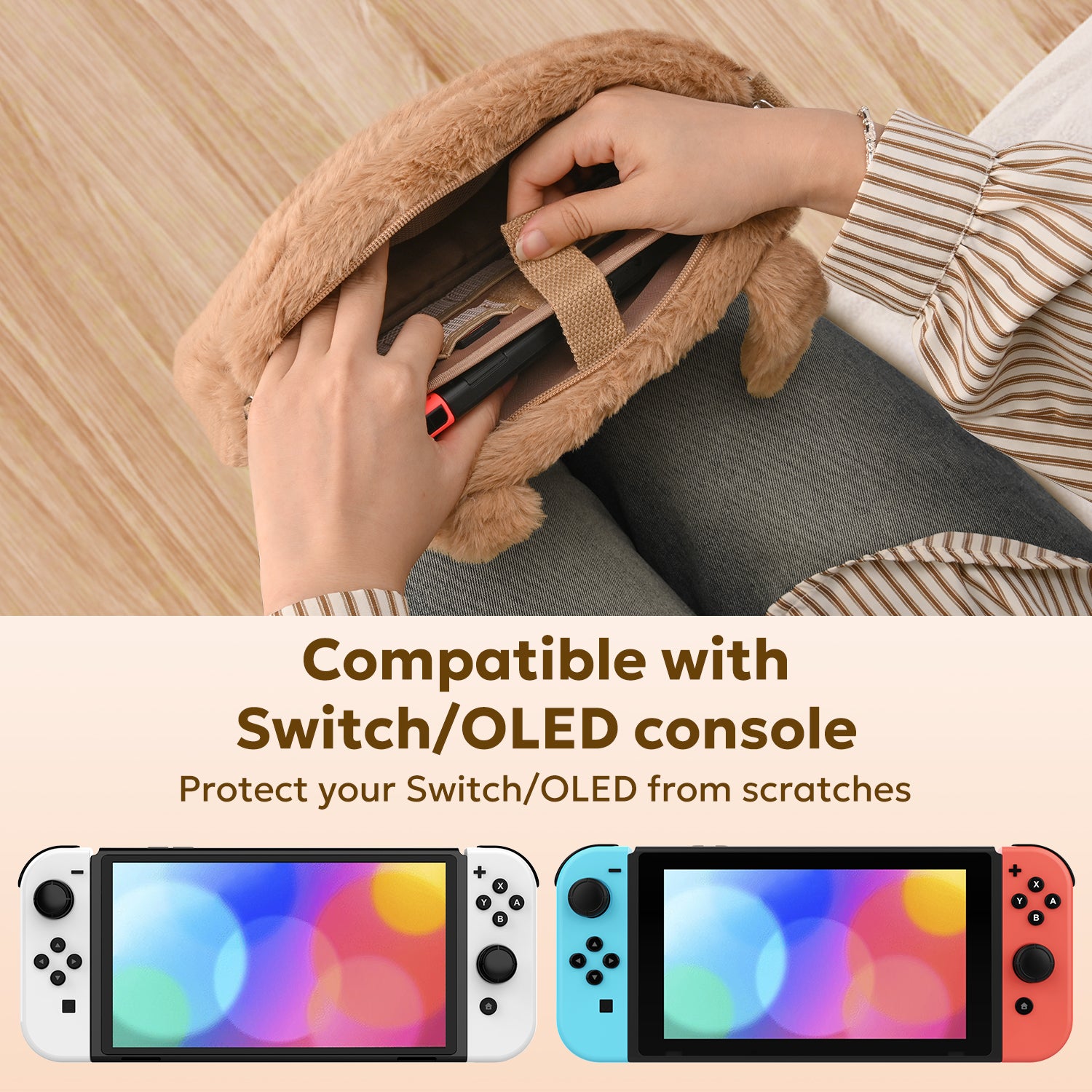 Switch Case for NS Switch, innoAura 11 in 1 Switch Accessories Bundles (Brown Dog)