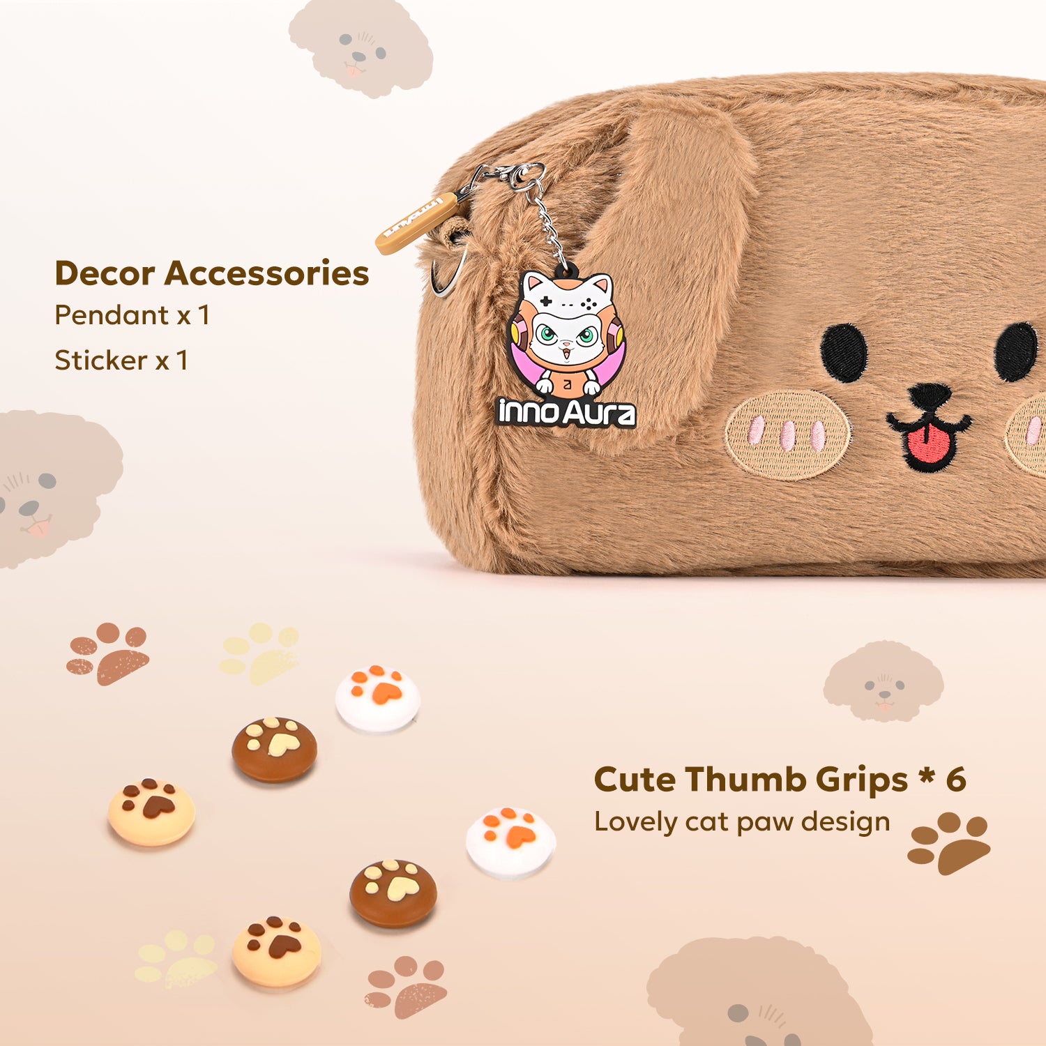 Switch Case for NS Switch, innoAura 11 in 1 Switch Accessories Bundles (Brown Dog)