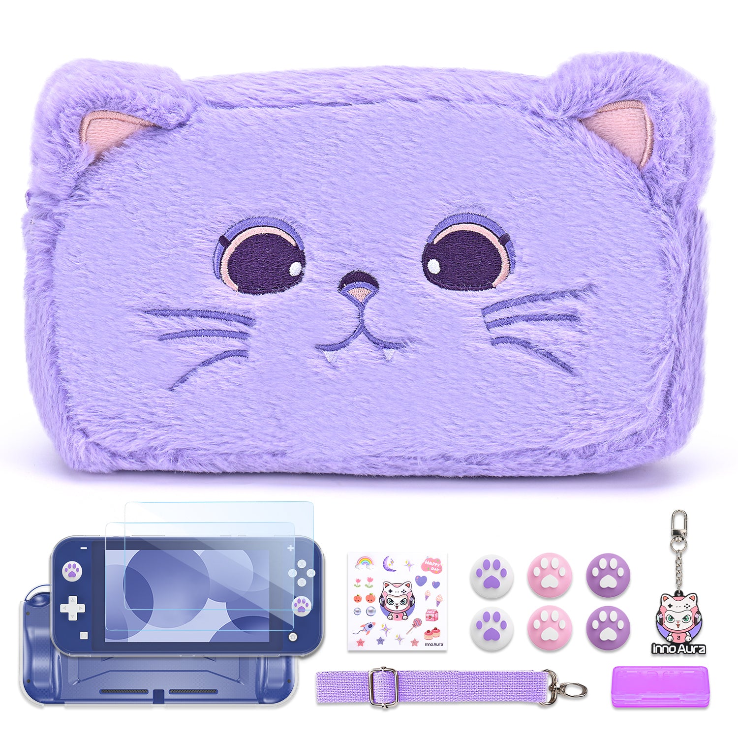 innoAura Switch Lite Case, 14 in 1 Switch Lite Accessories Bundle  (Purple Cat)