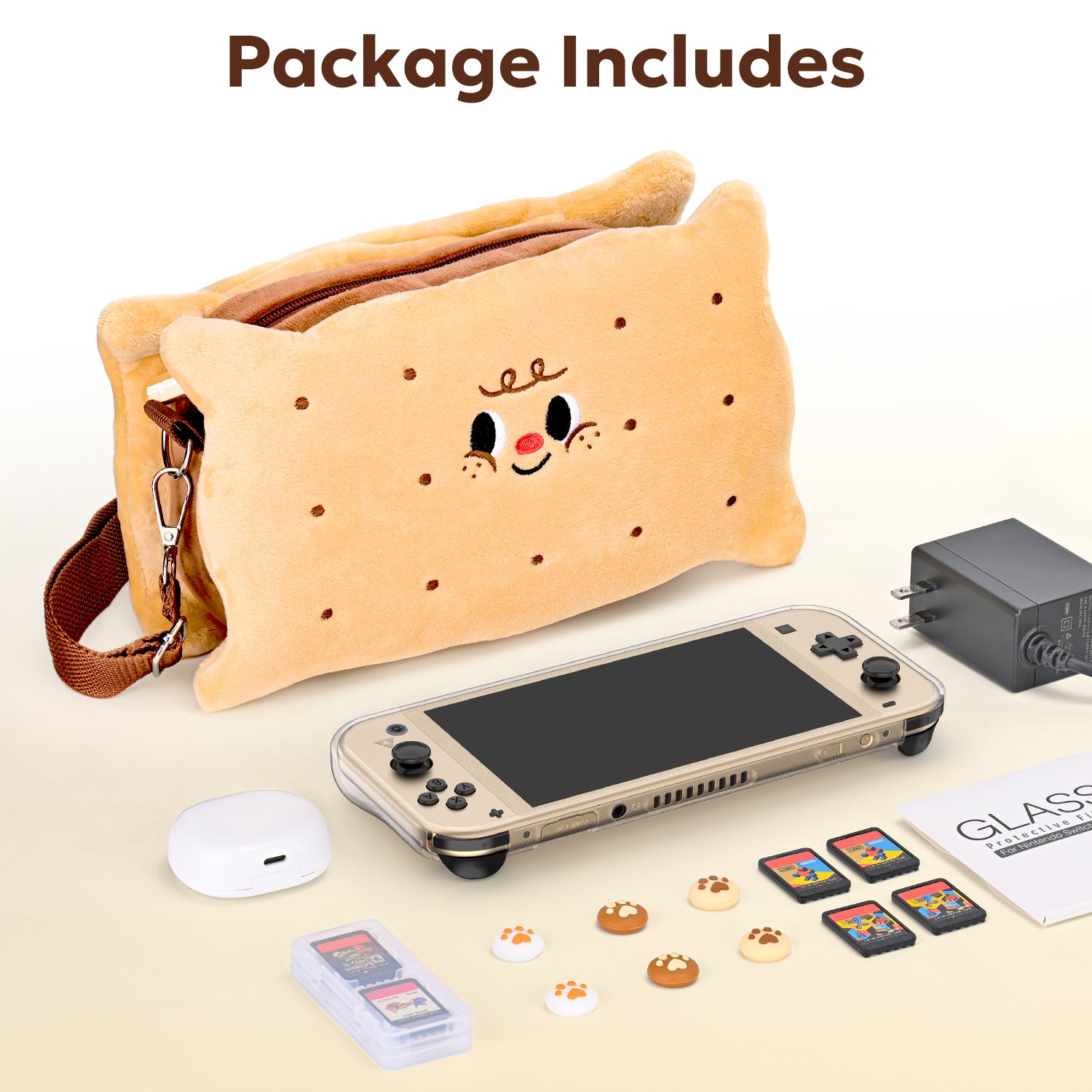 innoAura Switch Lite Case, 14 in 1 Switch Lite Accessories Bundle  (Brown Cookie)