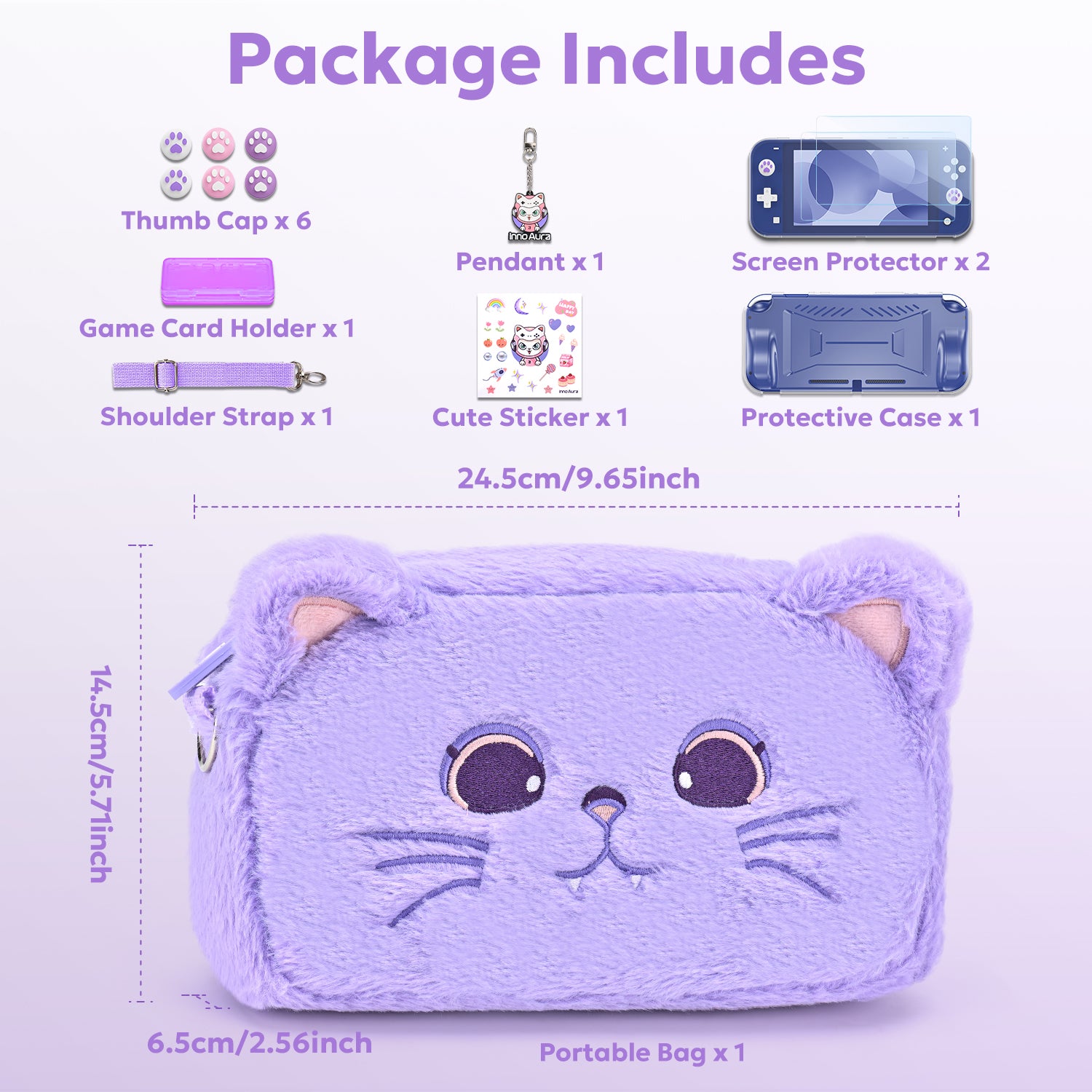 innoAura Switch Lite Case, 14 in 1 Switch Lite Accessories Bundle  (Purple Cat)