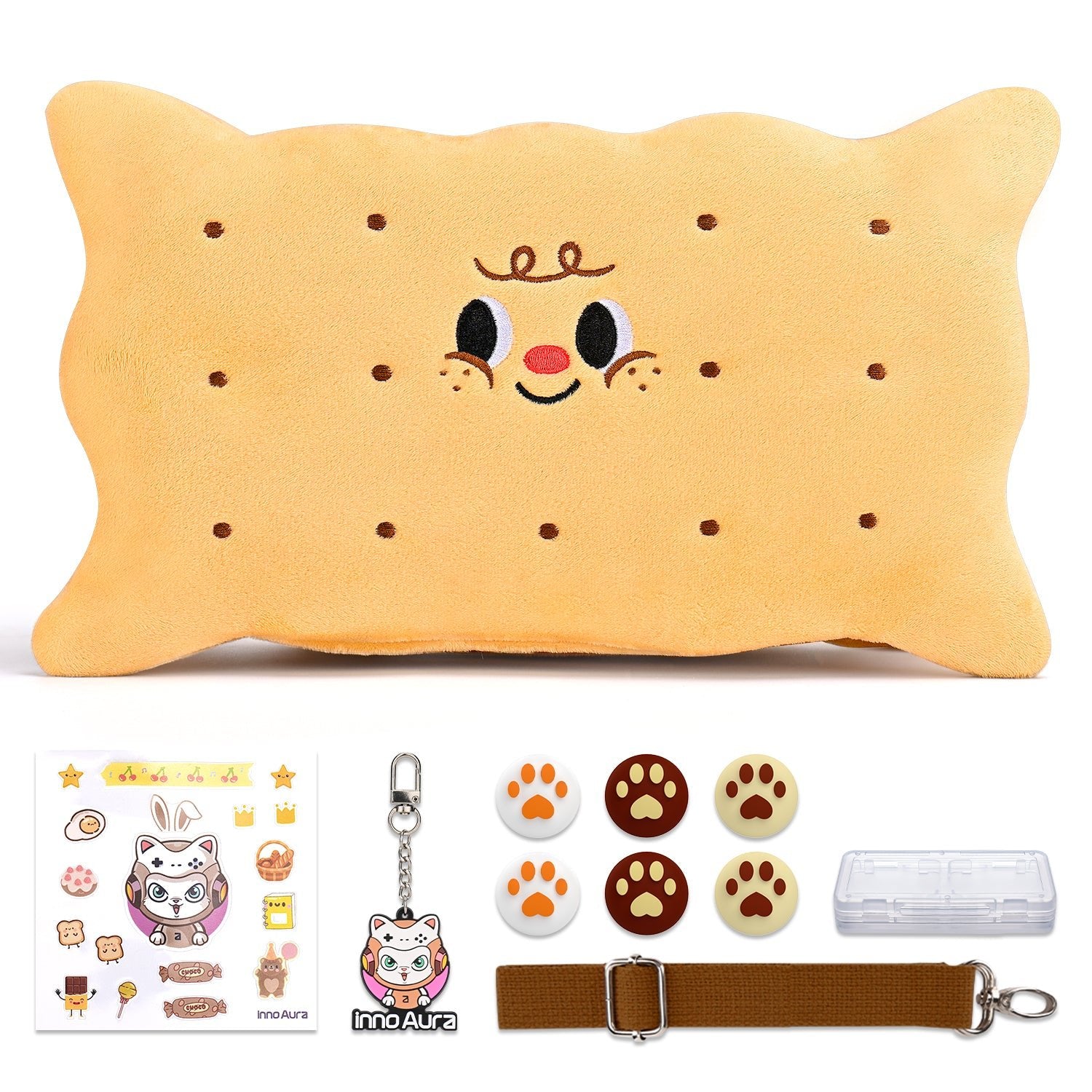 Switch Case for NS Switch, innoAura 11 in 1 Switch Accessories Bundles (Brown Cookie)