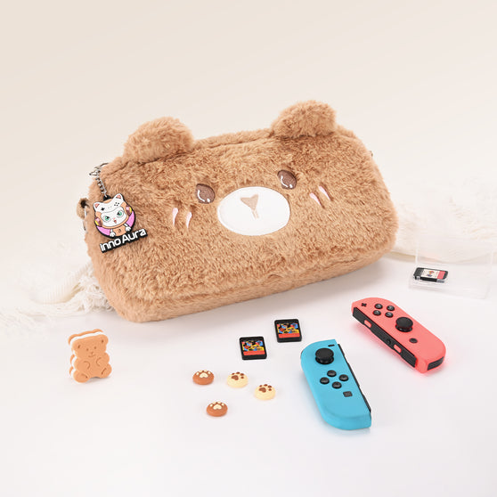 innoAura Cute Plush Bear Nintendo Switch Case, Case Cover for Switch