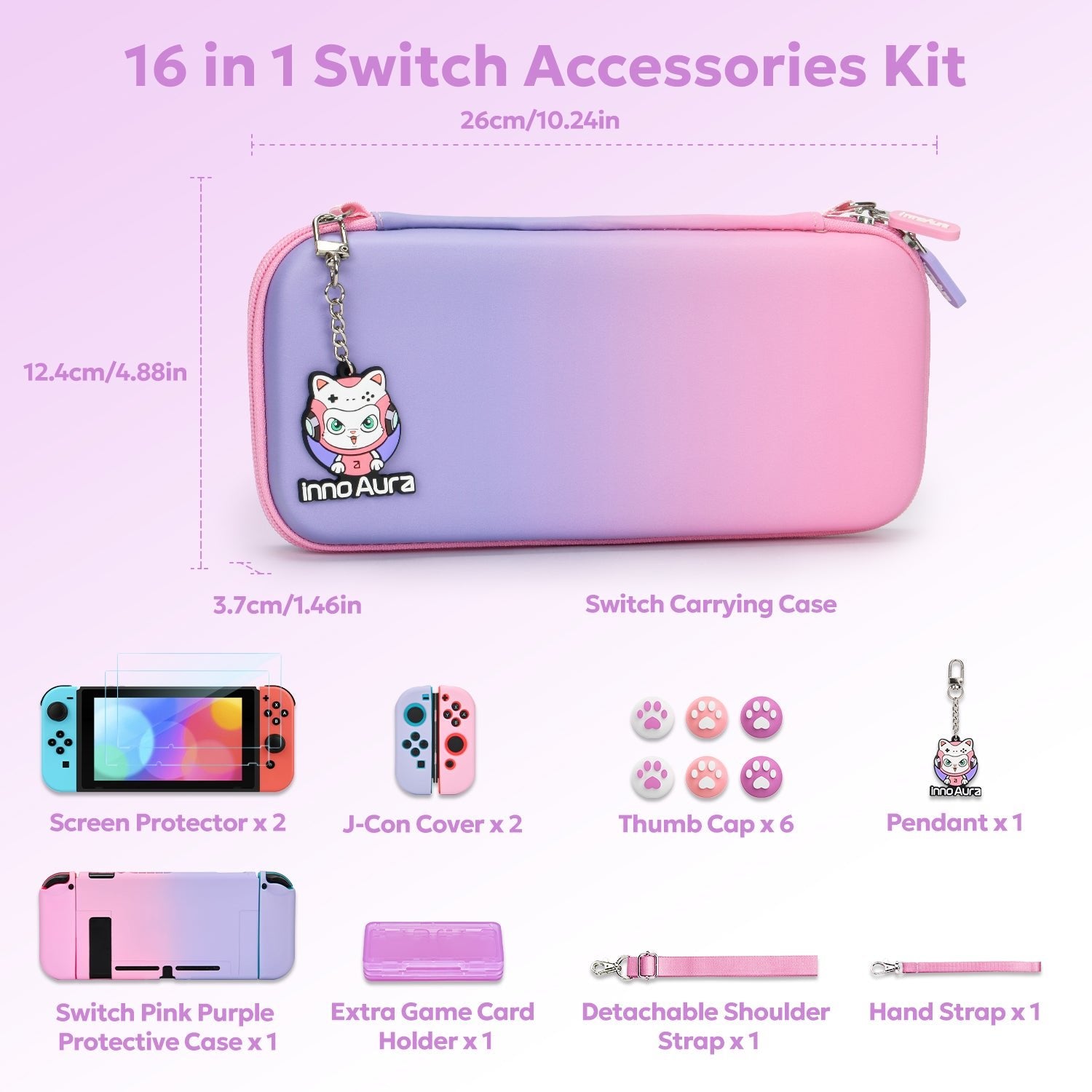 innoAura Gradient Nintendo Switch Carrying Case, Protective Case for NS Switch