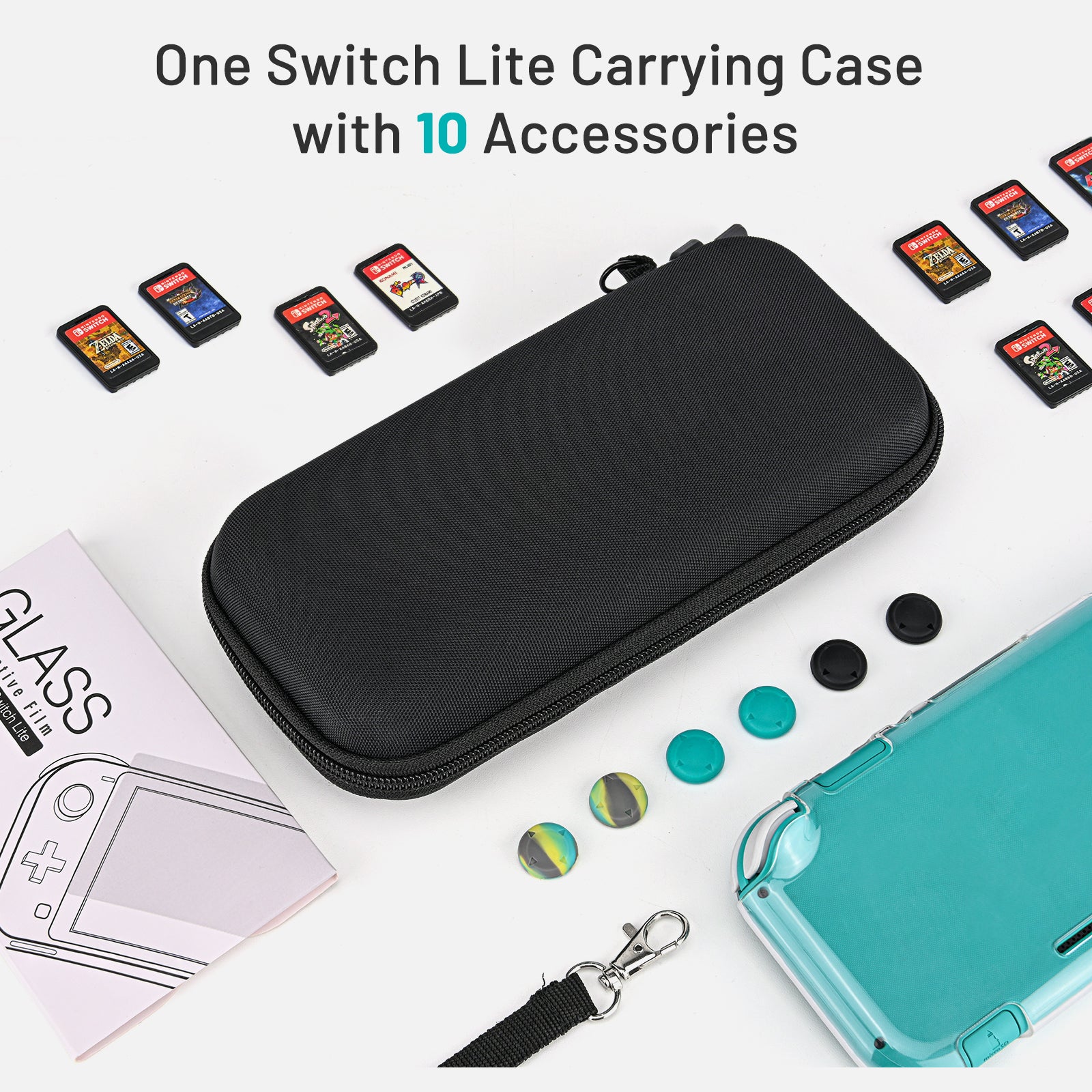 innoAura Hard Carrying Case for Switch Lite with 10 Accessories