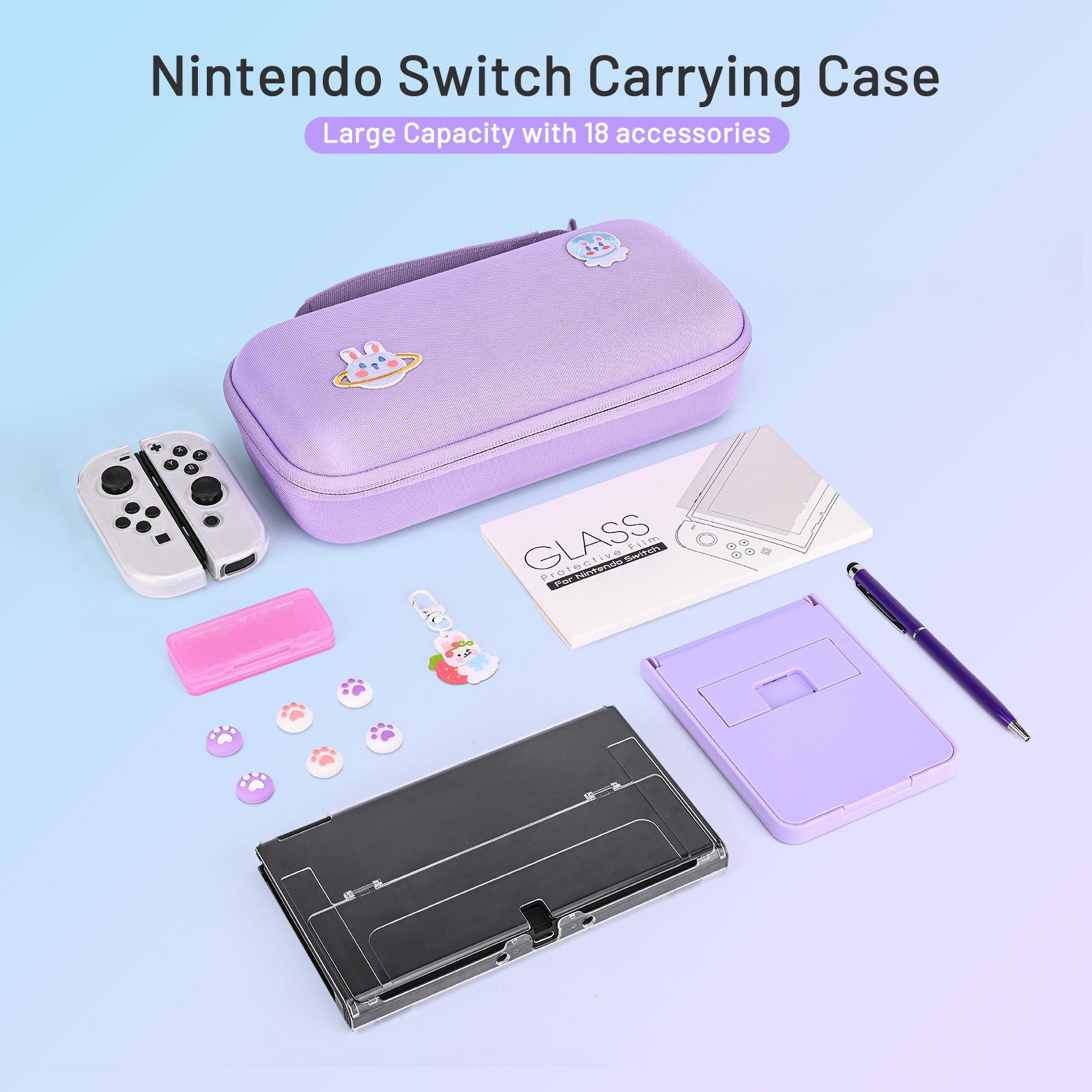 innoAura 18 Accessories Nintendo Switch Carrying Case Hard Case Gifts