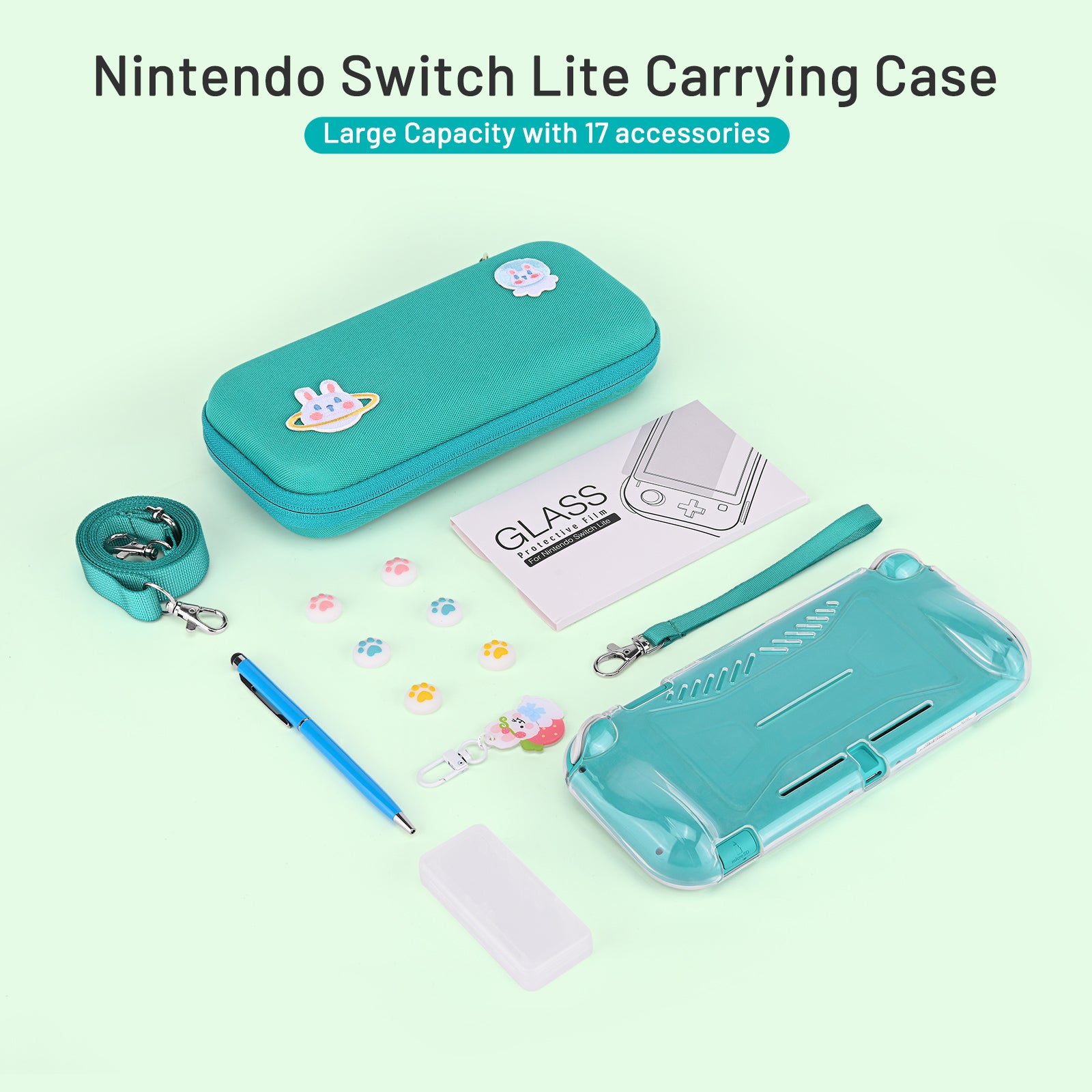 innoAura Nintendo Siwtch Lite Carrying Case with 17 Accessories, Lite Thumb Grips