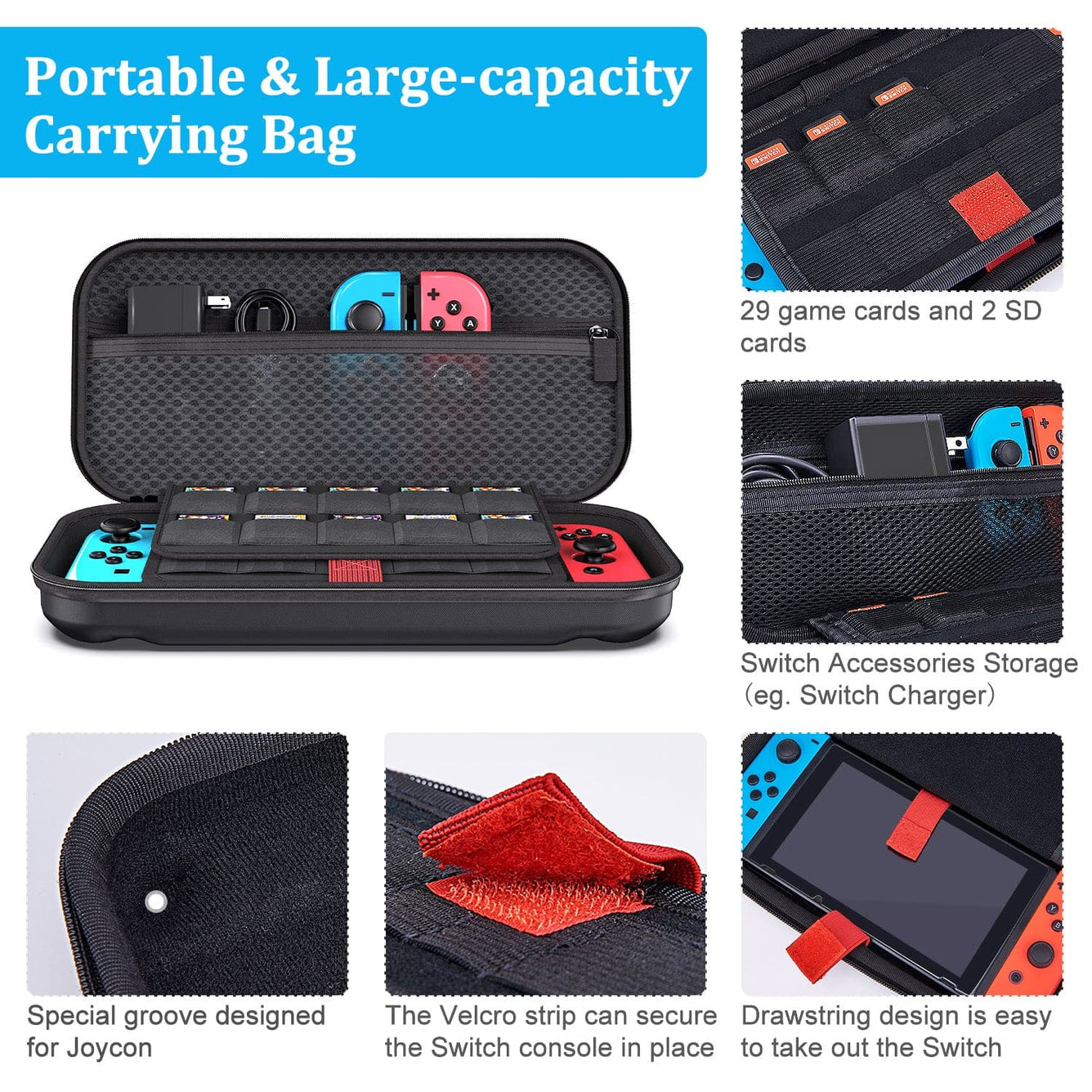 innoAura Hard Carrying Case for Switch with 20 Accessories