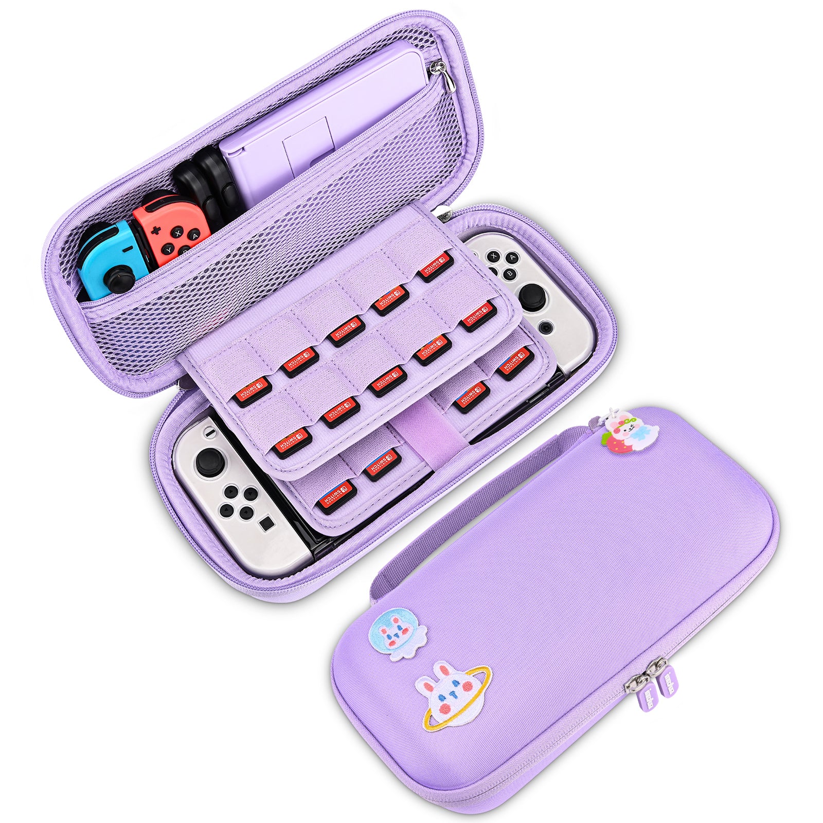 Switch OLED Accessories Bundle - innoAura 18 in 1 Switch Bundle with NS Switch Case, Switch Game Case, NS Switch OLED Screen Protector, Switch Stand, Switch Thumb Grips (Purple Switch OLED Accessories Bundle - innoAura 18 in 1 Switch Bundle with NS Switch Case, Switch Game Case, NS Switch OLED Screen Protector, Switch Stand, Switch Thumb Grips (Purple