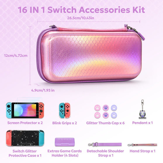 innoAura Nintendo Switch Carrying Case, Mermaid Laser Switch Cover Case